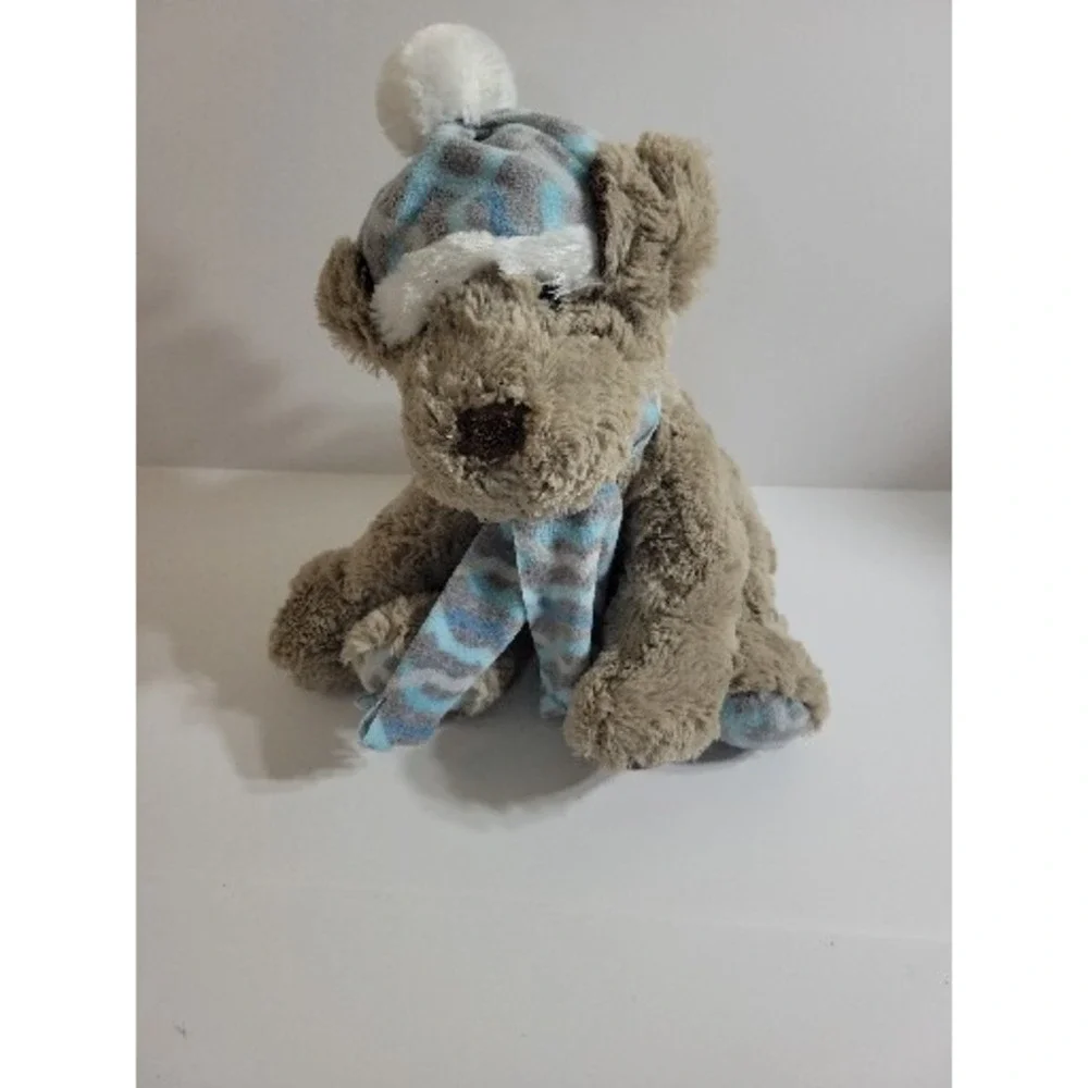 Gentle Treasures Teddy Bear Plush Winter Hat Scarf Stuffed Animal Brown Blue